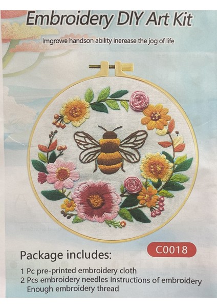 Elegant Kanaviçe Baskılı Etamin Kiti (Iplik, Iğne, Kumaş) 15*15 cm CZ0018