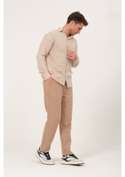 %100 Pamuk Müslin Kumaş Rahat Kesim Beli Lastikli Ön Çift Cep Yazlık Erkek Pantolon @acerra