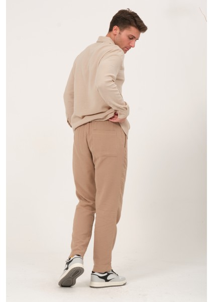 %100 Pamuk Müslin Kumaş Rahat Kesim Beli Lastikli Ön Çift Cep Yazlık Erkek Pantolon @acerra indirimleri