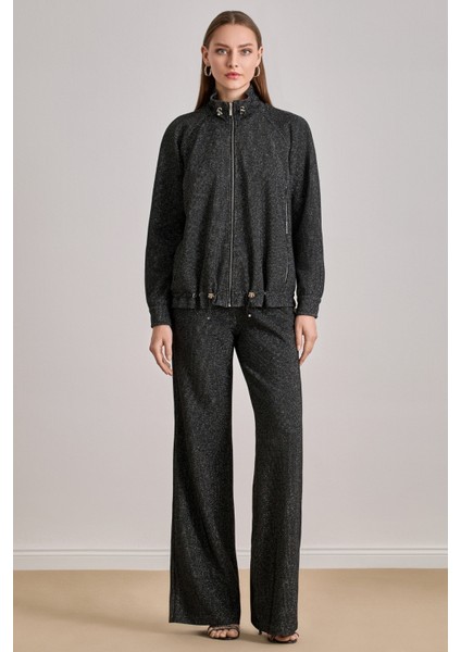 Cepli Siyah Simli Ceket