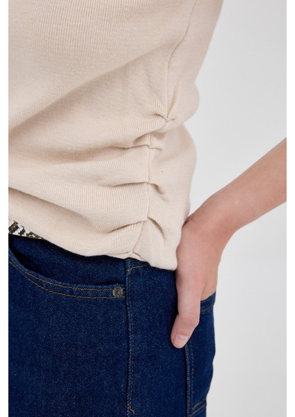 Taş Yanları Büzgülü Triko Bluz 2306 fırsatları