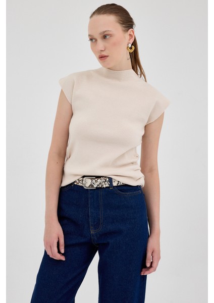 Taş Yanları Büzgülü Triko Bluz 2306