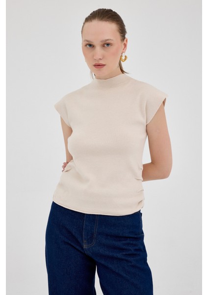 Taş Yanları Büzgülü Triko Bluz 2306