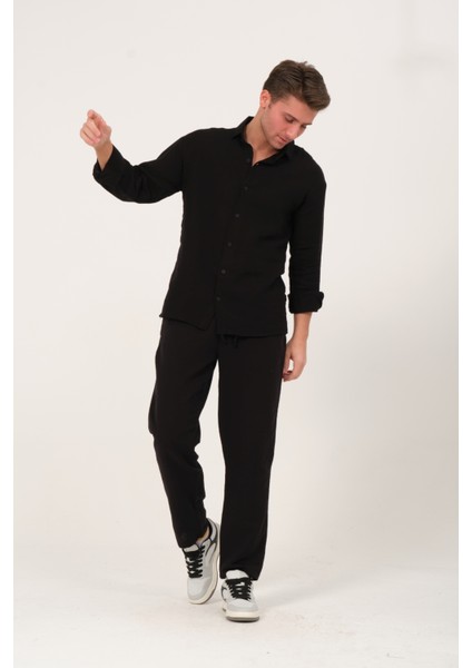 %100 Pamuk Müslin Kumaş Rahat Kesim Beli Lastikli Ön Çift Cep Yazlık Erkek Pantolon @acerra