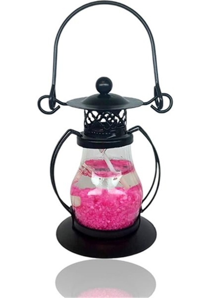 Dekoratif Jel Mum Fener Küçük Boy Pembe