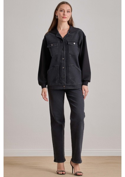 Oversize Siyah Jean Ceket modelleri