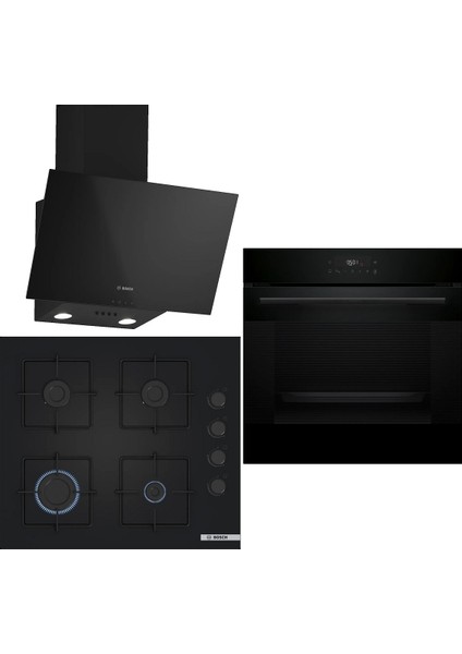 Siyah 3 Lü Ankastre Set 344 ( HJG852YB0T - POP6C6P30O - DWK63PJ60T (61T) ) - 3D Fry Hava ile Kızartma