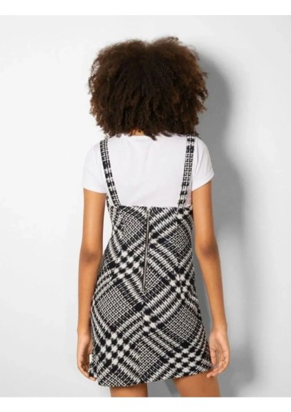 Allbucks Bershka, Dokulu Askılı Kareli Mini Elbise ABBRS0007 modelleri
