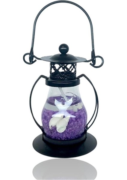 Dekoratif Jel Mum Fener Küçük Boy Mor