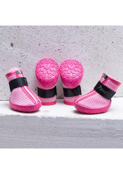 Pembe Airmesh Fileli Hava Alabilen Köpek Ayakkabısı-Köpek Patiği