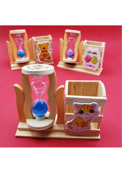 Ahşap Balıklı Pembe Kum Saatli Kalemlik fiyatları