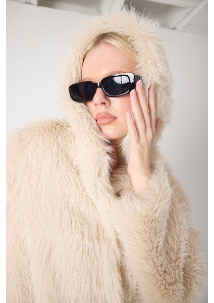 Premium Kürk Kapşonlu Ceket