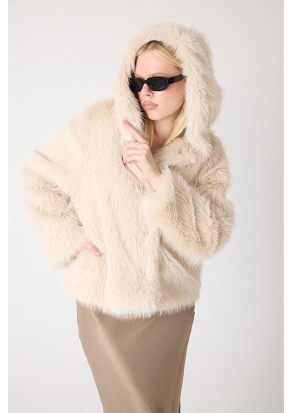 Premium Kürk Kapşonlu Ceket