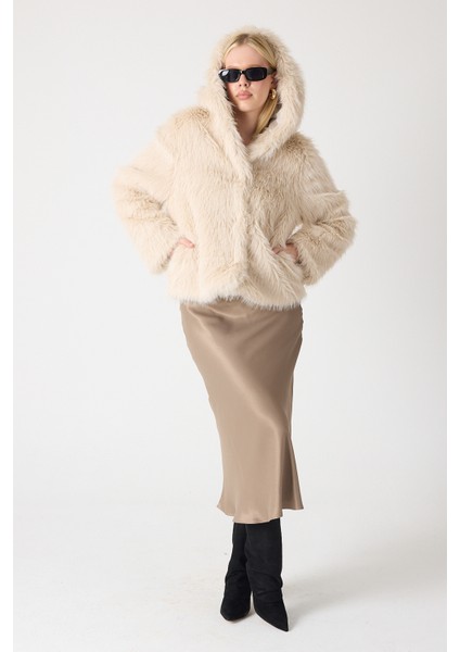 Premium Kürk Kapşonlu Ceket