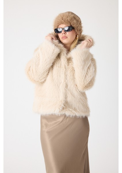 Premium Kürk Kapşonlu Ceket