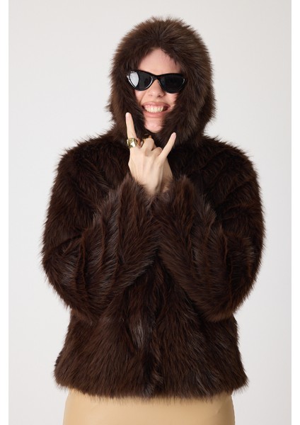 Premium Kürk Kapşonlu Ceket