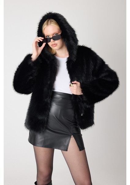 Premium Kürk Kapşonlu Ceket