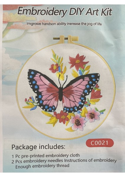 Elegant Kanaviçe Baskılı Etamin Kiti (Iplik, Iğne, Kumaş) 15*15 cm CZ0021