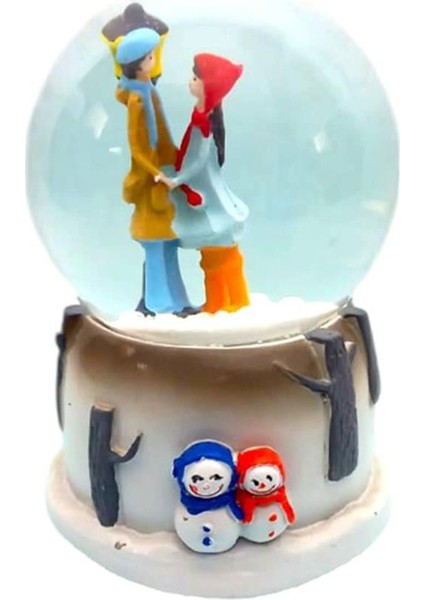 Işıklı Müzikli Sevgi Temalı Çift Orta Boy Kar Küresi