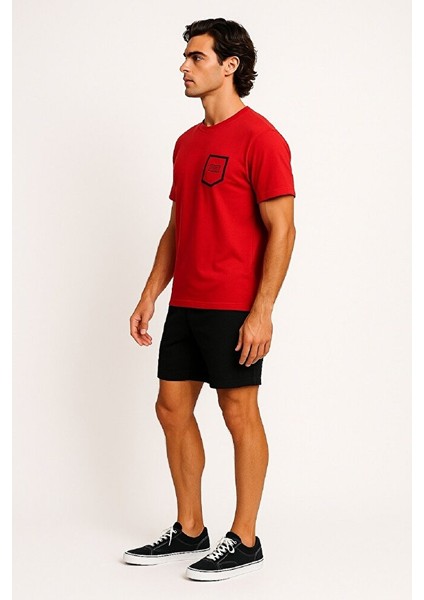 Bisiklet Yaka Gögüs Baskı Detaylı Dar Kalıp %100 Pamuklu Esnek Süprem T-Shirt fiyatları