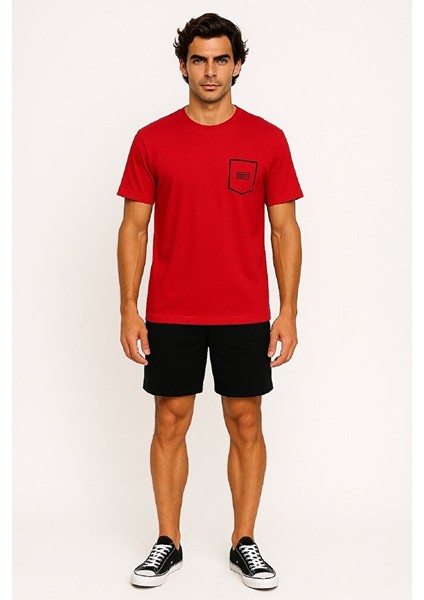 Bisiklet Yaka Gögüs Baskı Detaylı Dar Kalıp %100 Pamuklu Esnek Süprem T-Shirt modelleri