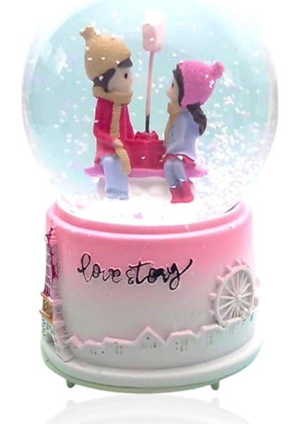 Işıklı Müzikli Sevgi Temalı Çift Orta Boy Kar Küresi fiyatları