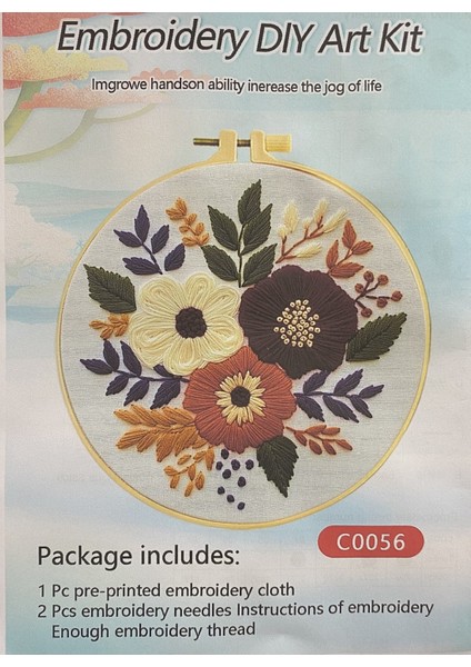 Elegant Kanaviçe Baskılı Etamin Kiti (Iplik, Iğne, Kumaş) 15*15 cm CZ0056