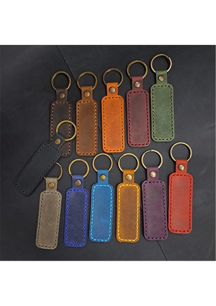 El Yapımı Hakiki Deri Düz Dikiş Anahtarlık Siyah modelleri