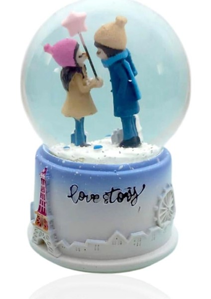 Işıklı Müzikli Sevgi Temalı Çift Orta Boy Kar Küresi