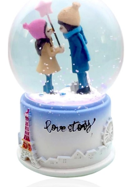 Işıklı Müzikli Sevgi Temalı Çift Orta Boy Kar Küresi fiyatları