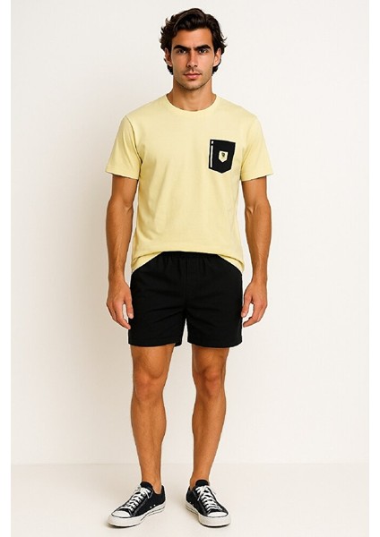 Bisiklet Yaka Gögüs Baskı Detaylı Dar Kalıp %100 Pamuklu Esnek Süprem T-Shirt