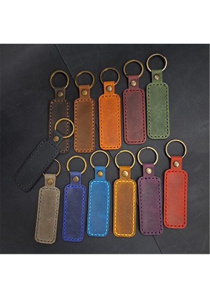 El Yapımı Hakiki Deri Düz Dikiş Anahtarlık Koyu Yeşil modelleri