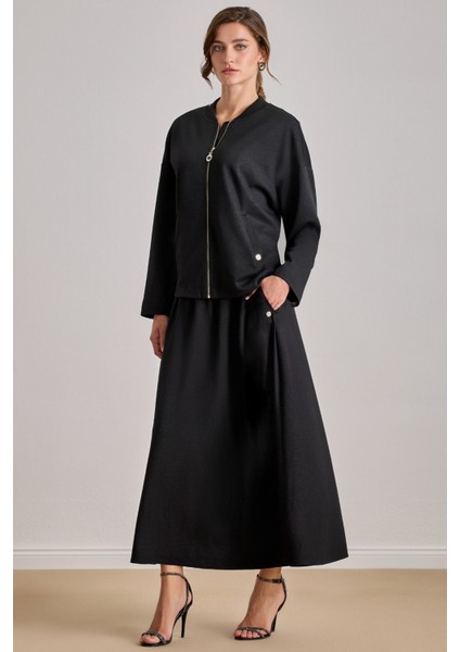 Bomber Siyah Jakarlı Ceket modelleri