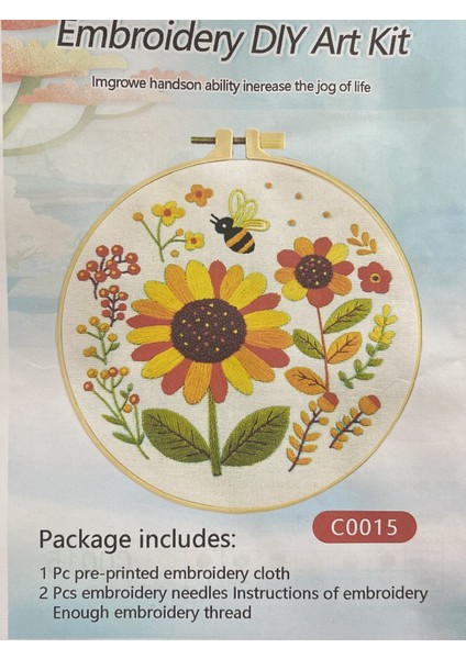 Elegant Kanaviçe Baskılı Etamin Kiti (Iplik, Iğne, Kumaş) 15*15 cm CZ0015