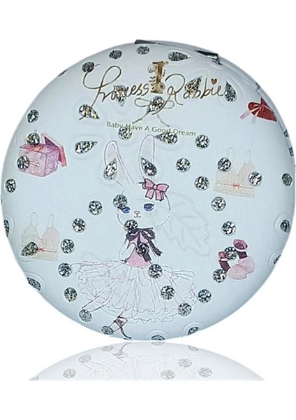 Yuvarlak Makyaj Aynası Sevmli Tavşan Beyaz