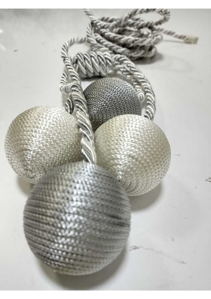 4 Toplu El Sarım Açık Gri - Krem (201) Tül Perde Fon Kruvaze Tavan Bağlama