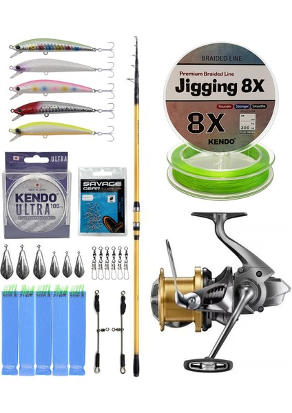 Yekoutdoor Surf Olta Seti Shimano Kamış Beastmaster Fx Surf Tele 4,25M 200G 6pc&shimano Makina Aerlex Xsc 14000