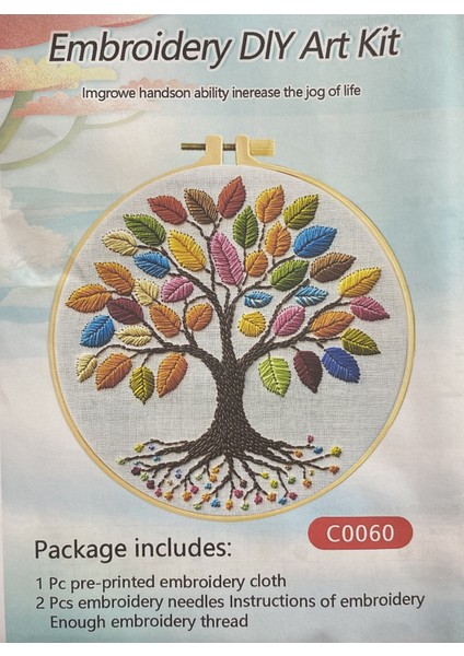 Elegant Kanaviçe Baskılı Etamin Kiti (Iplik, Iğne, Kumaş) 15*15 cm CZ0060