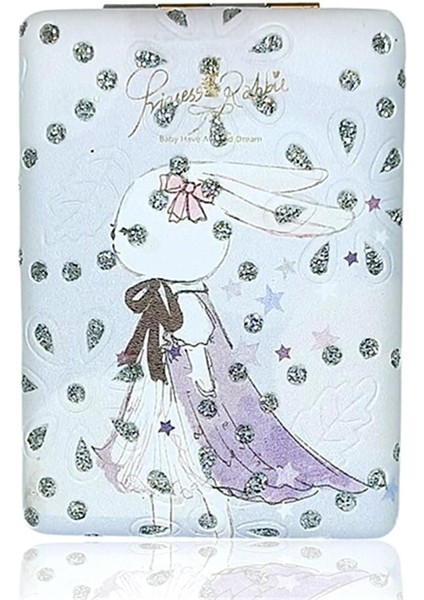 Dikdörtgen Makyaj Aynası Sevmli Tavşan Lila