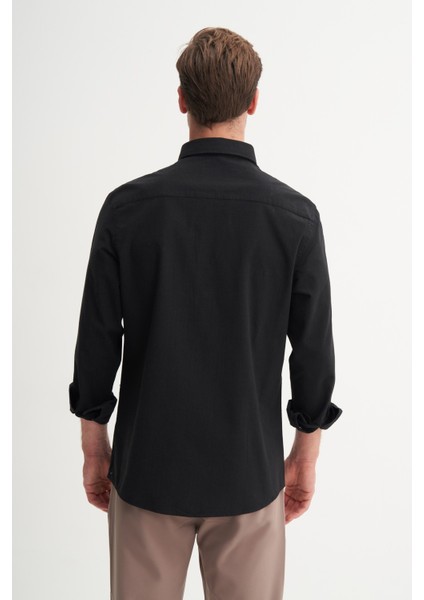 Regular Fit Erkek Uzun Kollu Gömlek Siyah 23085 modelleri