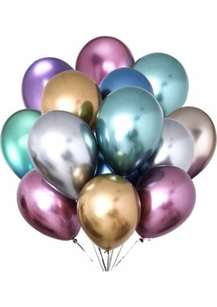 5li Krom (Aynalı Çok Parlak ) Balon Karışık Renk