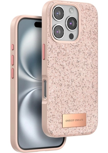 iPhone 16 Pro Bright Simli Kapak - Pembe