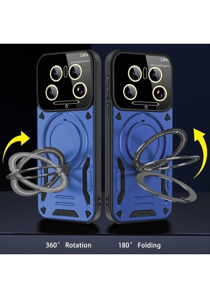 Xiaomi Mi 15 Ultra Kılıf Magsafe Dönebilen Halkalı Standlı Kamera Lens Korumalı Gold Detaylı Military Kapak fiyatları