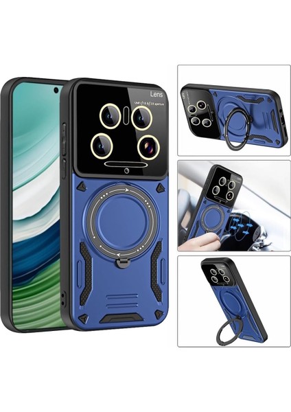 Xiaomi Mi 15 Ultra Kılıf Magsafe Dönebilen Halkalı Standlı Kamera Lens Korumalı Gold Detaylı Military Kapak modelleri