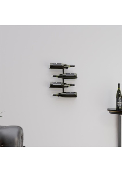 Metal Şarap Rafı | 4 Şişe Kapasiteli | Duvar Şaraplık | Modern Şarap Depolama