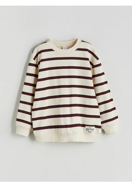 Lcw Kids Bej Bisiklet Yaka Çizgili Erkek Çocuk Sweatshirt ve Eşofman Alt 2'li fiyatları