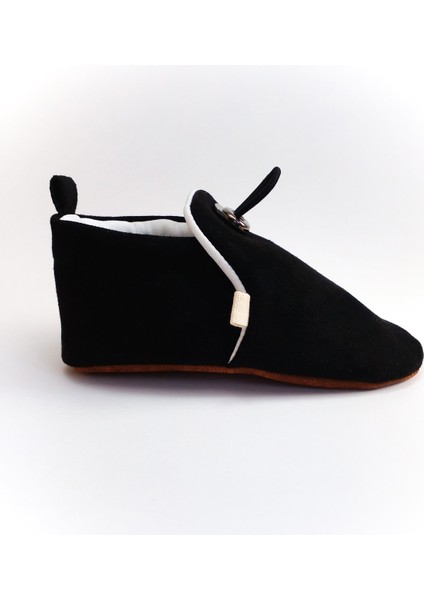 Siyah Kadife Kaydırmaz Taban, Ayarlanabilir Lastikli Bebek Patik, Kreş Ayakkabısı, Ev Botu Panduf fiyatları