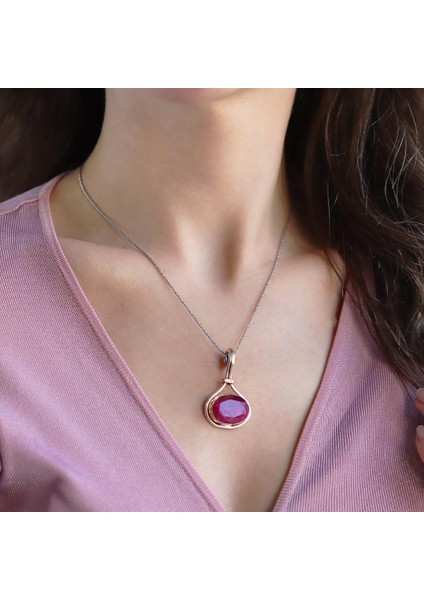 Kök Yakut Taşlı El Işi Gümüş Otantik Kolye fiyatları