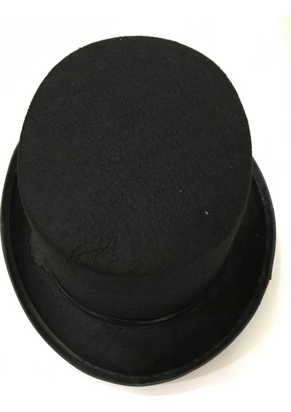 Yetişkinler Için Siyah Renk Ringmaster Sihirbaz Şapkası Fötr Şapka 15 cm
