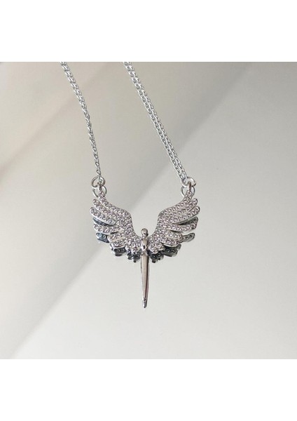 Mikail Meleği Taşlı Çelik Kolye Broş Set fiyatları